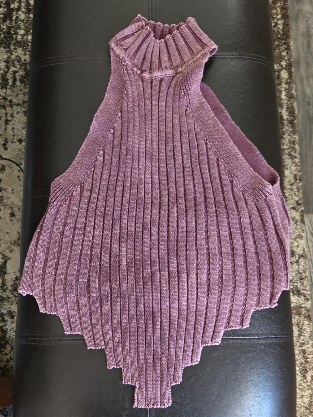 Forever 21 Plum Ribbed Mock Neck Sleeveless Top